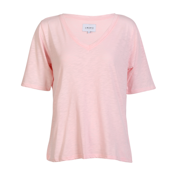 ULLA-SS-VNECK-TSHIRT - LIGHT ROSE