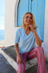 ULLA SS VNECK TSHIRT - BABY BLUE