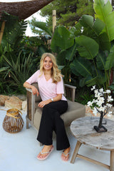 ULLA SS VNECK TSHIRT - LIGHT ROSE