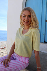 ULLA SS VNECK TSHIRT - YELLOW