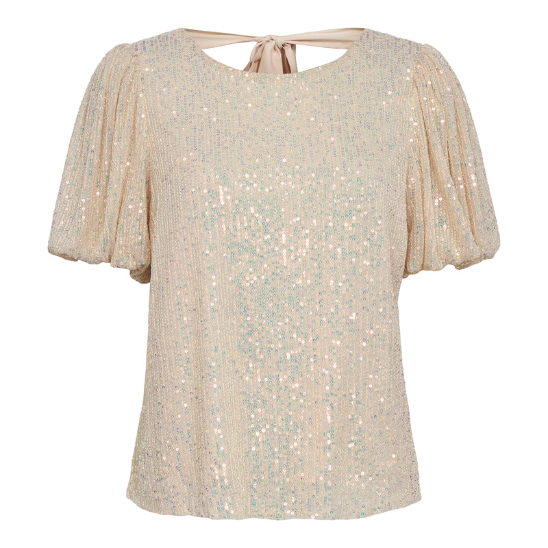 PAIGE-SS-BLOUSE - CREME SEQUINS