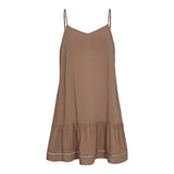 PAULA-STRAP-DRESS - LIGHT BROWN