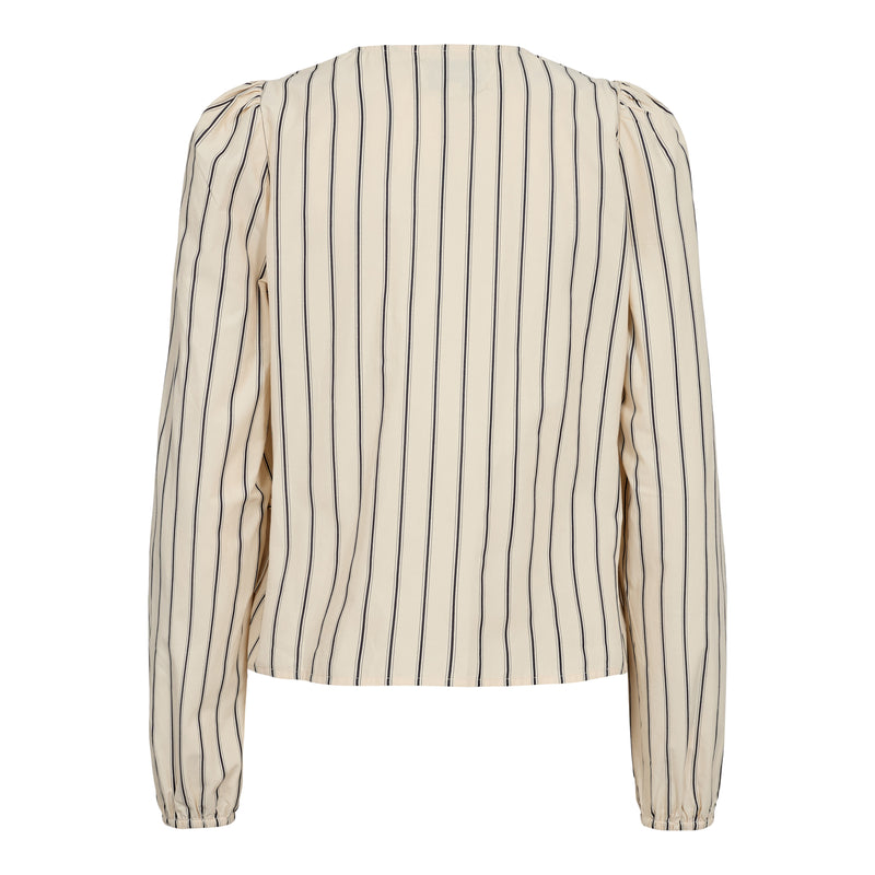 PIANNA-WRAP-BLOUSE - CREME BLACK STRIPE