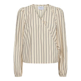 PIANNA-WRAP-BLOUSE - CREME BLACK STRIPE