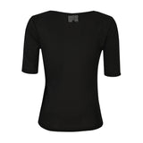 MESH SS TSHIRT, DOT - BLACK