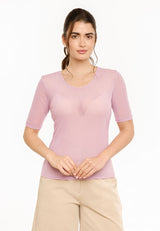 MESH SS TSHIRT, DOT - LAVENDER