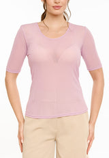 MESH SS TSHIRT, DOT - LAVENDER