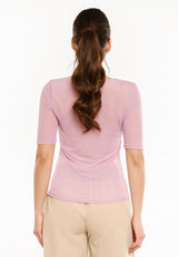 MESH SS TSHIRT, DOT - LAVENDER