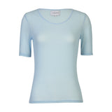 MESH SS TSHIRT, DOT - LIGHT BLUE