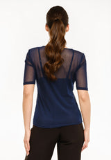 MESH SS TSHIRT, DOT - NAVY