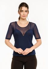 MESH SS TSHIRT, DOT - NAVY