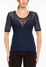 MESH SS TSHIRT, DOT - NAVY