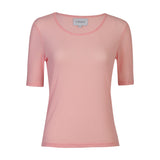 MESH SS TSHIRT, DOT - ROSE