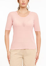 MESH SS TSHIRT, DOT - ROSE