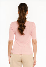 MESH SS TSHIRT, DOT - ROSE