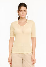 MESH SS TSHIRT, DOT - YELLOW