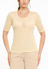 MESH SS TSHIRT, DOT - YELLOW
