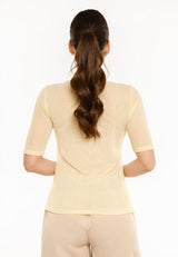 MESH SS TSHIRT, DOT - YELLOW