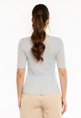MESH SS TSHIRT, DOT - LIGHT BLUE