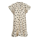 TIA FRILL DRESS - CREME BLACK HEART