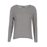 NATALIA-LS-BOXY-BLOUSE - BLACK CREME SMALL STRIPE