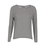 NATALIA-LS-BOXY-BLOUSE - BLACK CREME SMALL STRIPE