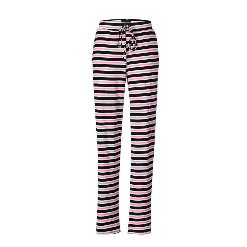 NATALIA-STRAIGHT-PANTS - BLACK BUBBLEGUM WHITE STRIPE