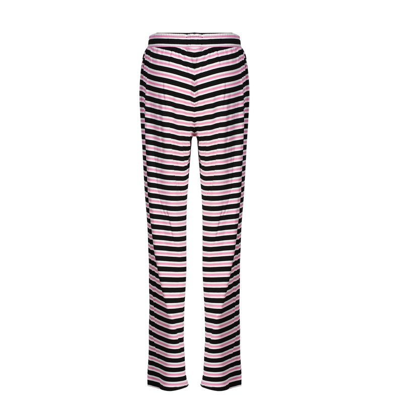 NATALIA-STRAIGHT-PANTS - BLACK BUBBLEGUM WHITE STRIPE