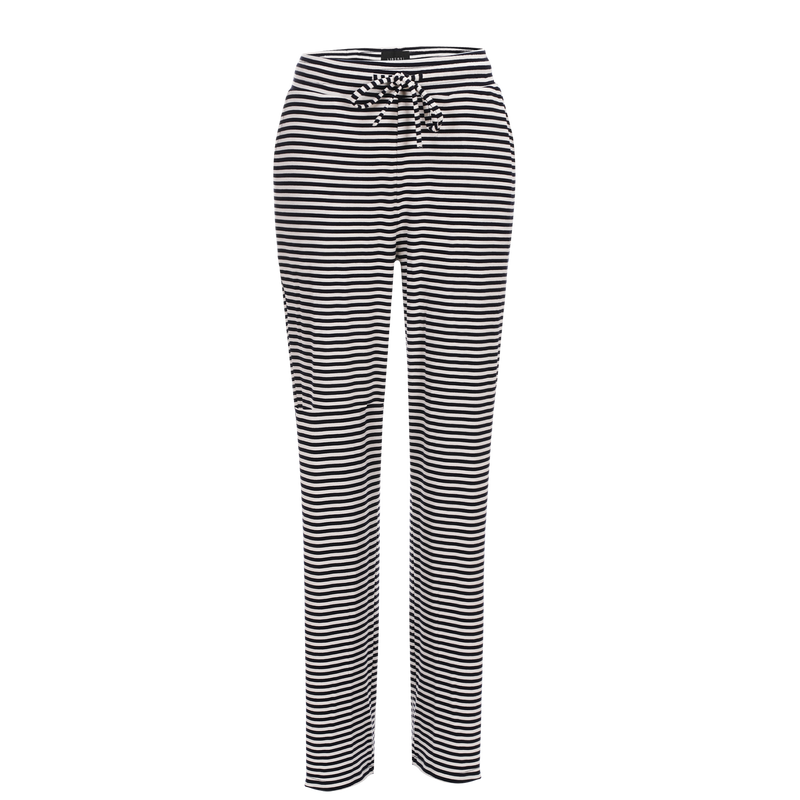 NATALIA-STRAIGHT-PANTS - NAVY CREME SMALL STRIPE