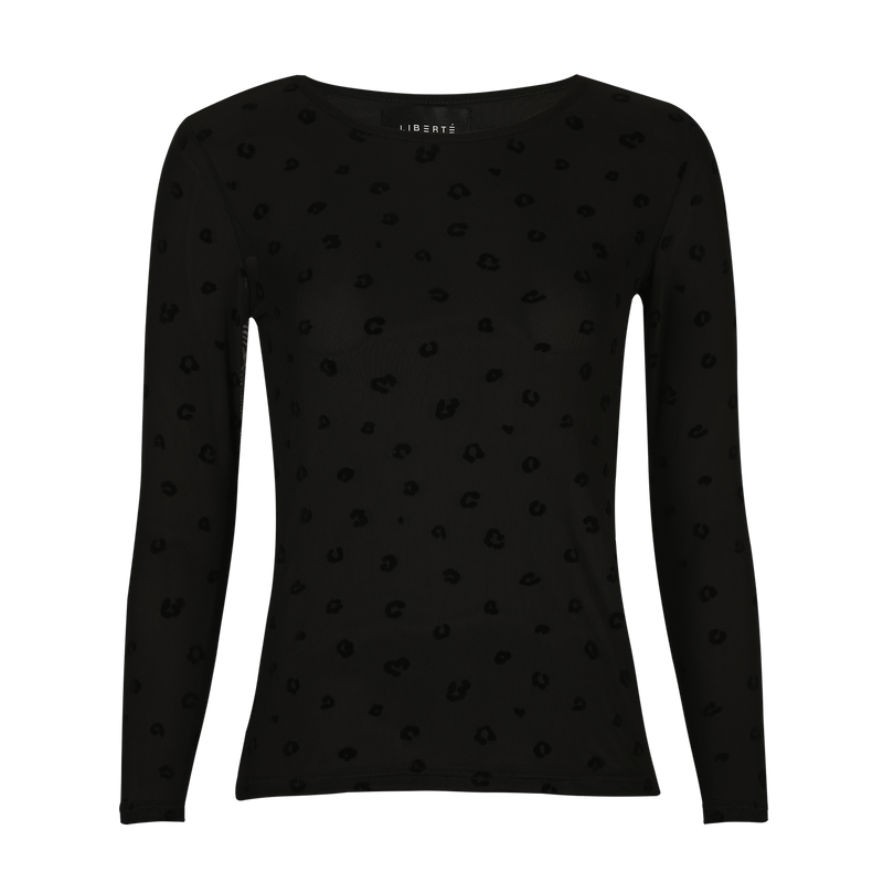 MESH LS TSHIRT - BLACK FLOCK LEO