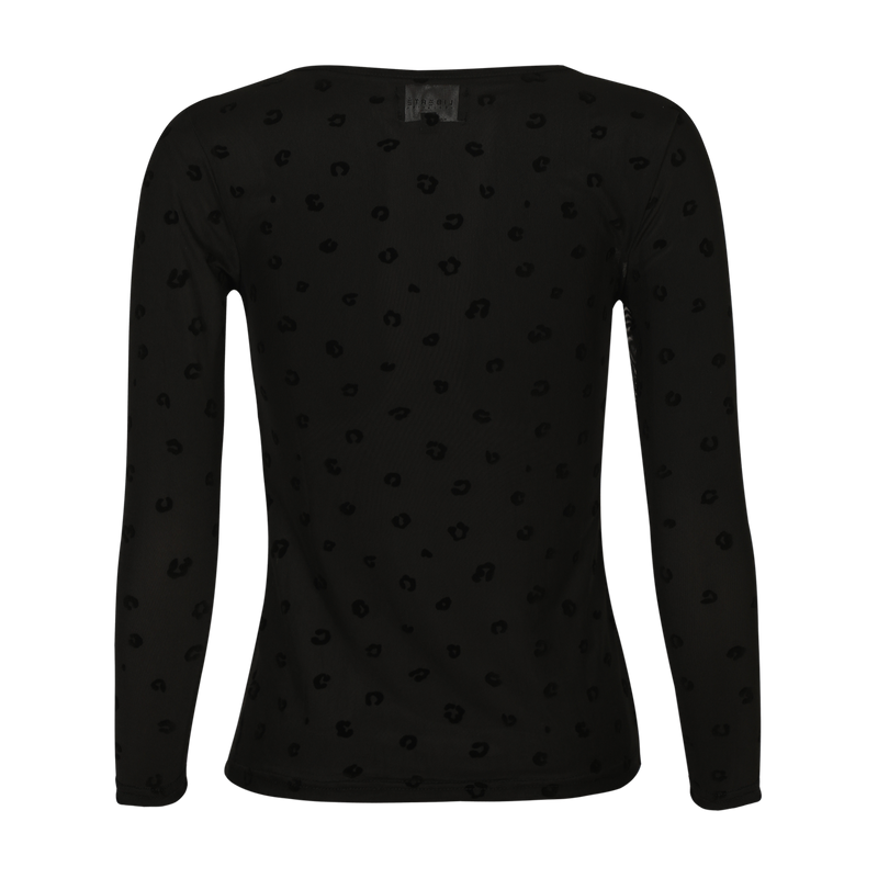 MESH LS TSHIRT - BLACK FLOCK LEO