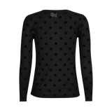 MESH LS TSHIRT - BLACK BIG FLOCK DOT
