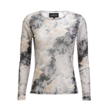 MESH LS TSHIRT - BLACK GREY MARBLE