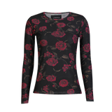 MESH LS TSHIRT - BLACK PINK ROSE