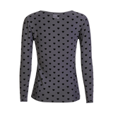 MESH LS TSHIRT - GREY BLACK FLOCK HEART