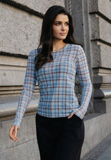 MESH LS TSHIRT - BROWN ICE MELT CHECK