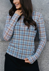 MESH LS TSHIRT - BROWN ICE MELT CHECK
