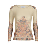 MESH LS TSHIRT - CREME PAISLEY