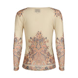 MESH LS TSHIRT - CREME PAISLEY