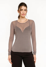 MESH LS TSHIRT - Dark Grey