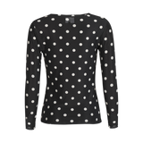 MESH LS TSHIRT - BLACK WHITE BIG DOT