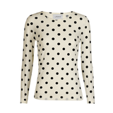 MESH LS TSHIRT - WHITE BLACK BIG DOT