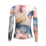 MESH LS TSHIRT - BLUE PEACH GOLD MARBLE