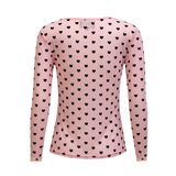 MESH LS TSHIRT - ROSE BLACK FLOCK HEART