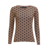 MESH LS TSHIRT - SAND BLACK FLOCK HEART