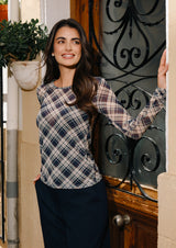 MESH LS TSHIRT - NAVY ARMY CHECK