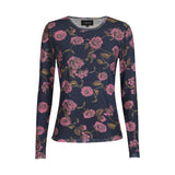 MESH LS TSHIRT - NAVY PINK ROSE