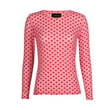 MESH LS TSHIRT - PINK RED FLOCK HEART