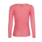 MESH LS TSHIRT - PINK RED FLOCK HEART
