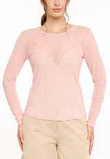MESH LS TSHIRT - ROSE